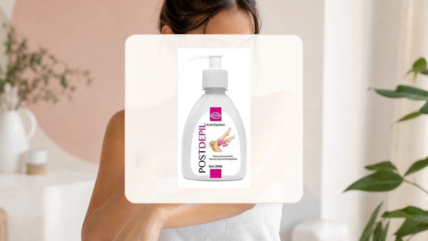 Mujer aplicando aceite post depilatorio en el brazo luego de depilarse