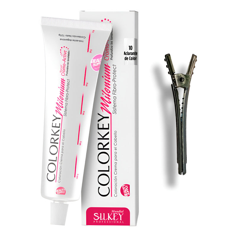 Tinta Silkey Colorkey Milenium 120g + Clip Pinza Plástica 10 Aclarante De Color