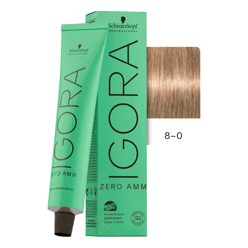 Tinta Igora Schwarzkopf Zero Amm 8-0, Sin Amoníaco