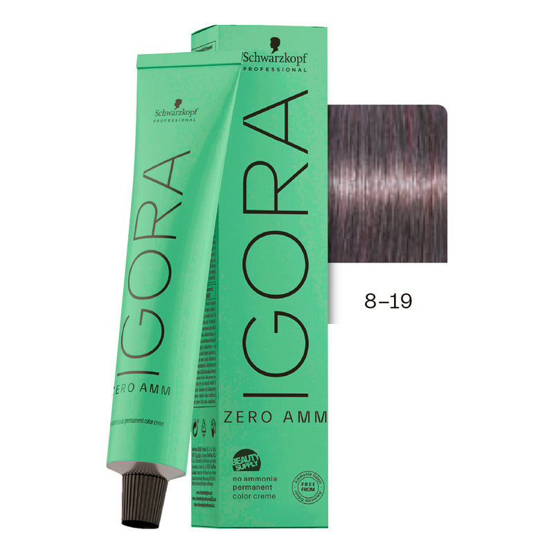 Tinta Igora Schwarzkopf Zero Amm 8-19, Sin Amoníaco