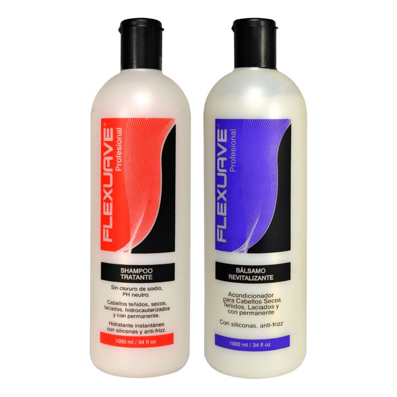 Shampoo Flexuave Tratante Sin Sal Y Bálsamo Revitalizante