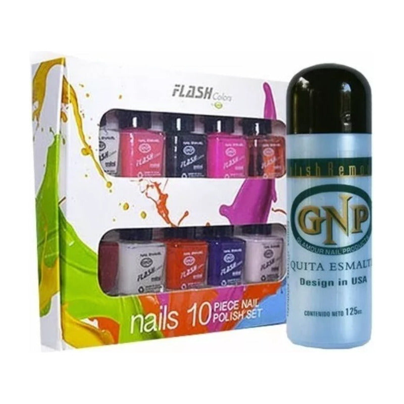 Quita Esmalte Gnp 125ml Y Pack De 10 Esmaltes Gnp Nice