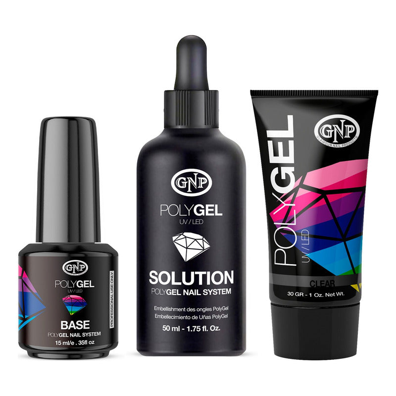 Combo De Uñas En Polygel Gnp Con Pomo 30gr + Base + Solucion