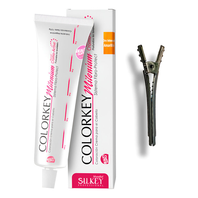 Tinta Silkey Colorkey Milenium 120g + Clip Pinza Plástica Oro Intenso Amarillo