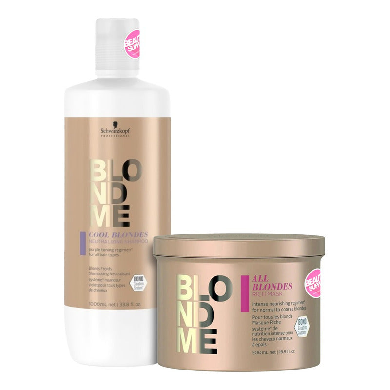 Shampoo 1lt Matizador Y Mascara 500ml Schwarzkopf Blondme