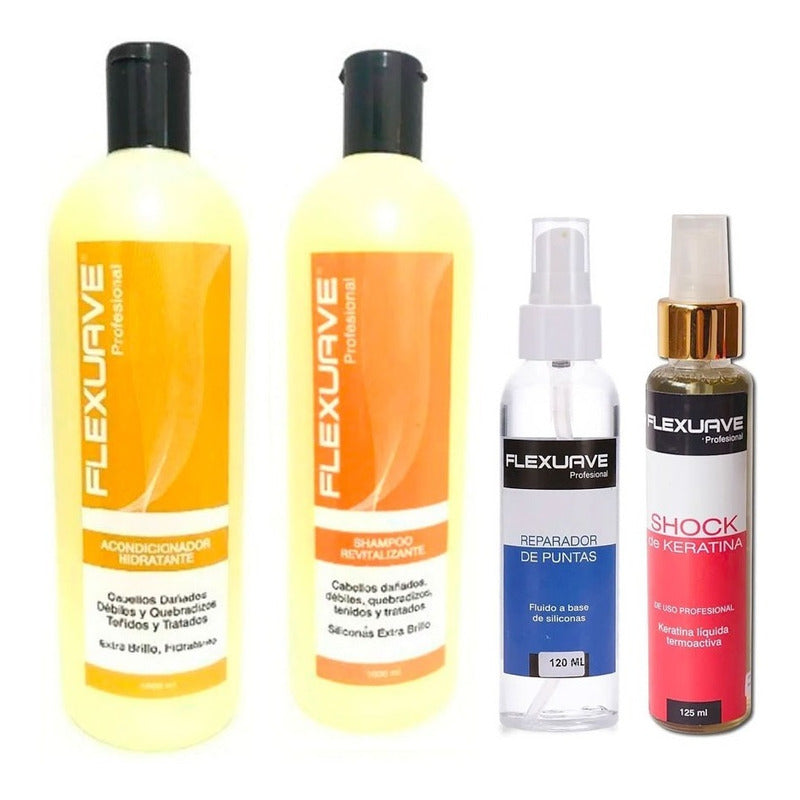 Shampoo Flexuave, Acondicionador,  Keratina Y Reparador Ptas