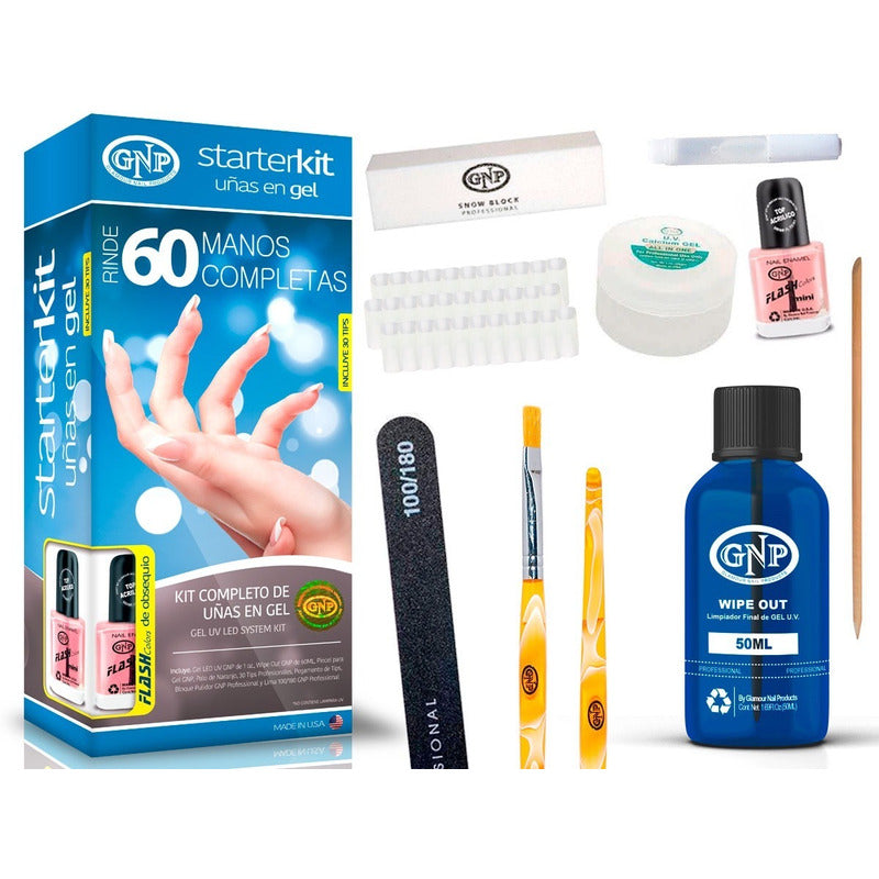 Kit Uñas En Gel Uv Led Gnp Rinde 60 Manos Completas Nice Transparente