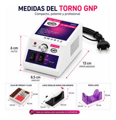 Lámpara Uv Para Uñas Gnp 180w Digital + Torno Gnp 25000 Rpm