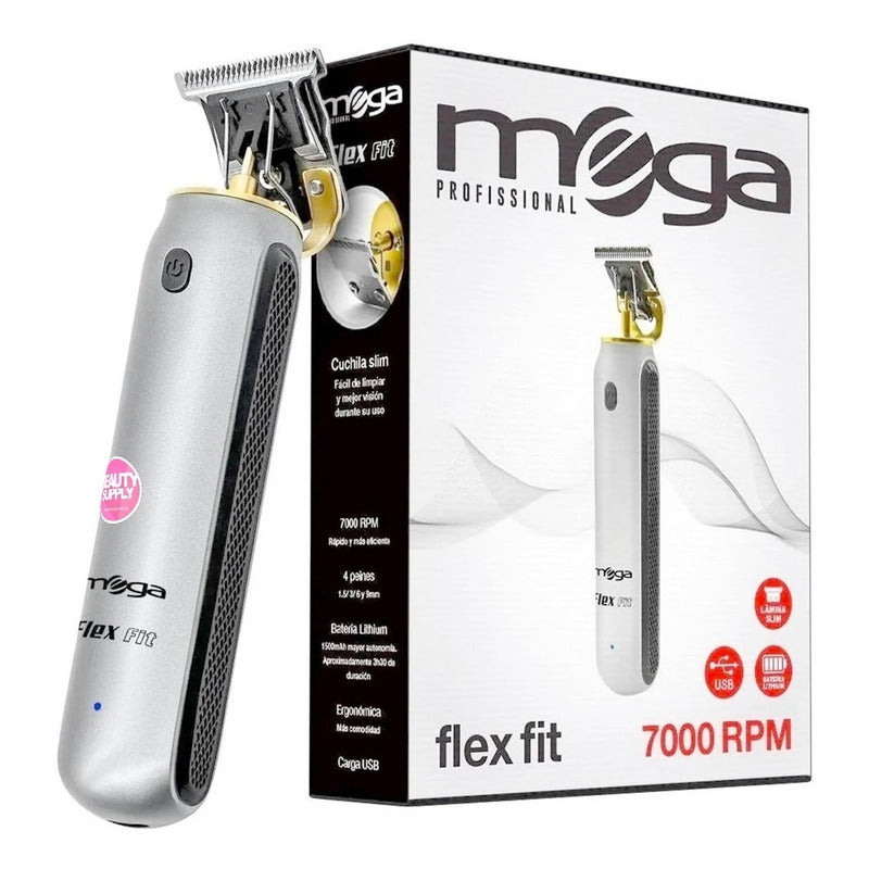 Patillera Mega Flex Fit Maquina Cortar Pelo Profesional Plateado