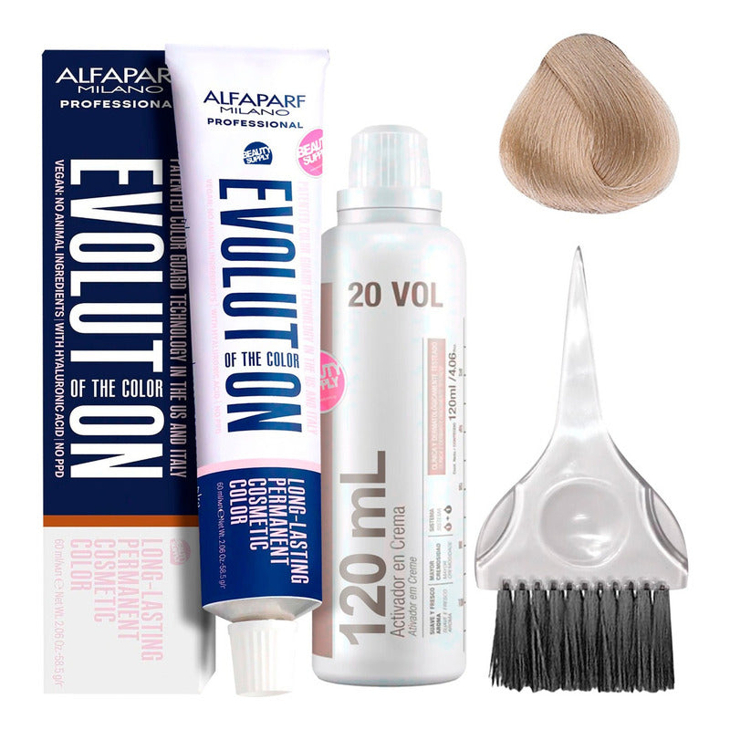 Tinta Alfaparf Evolution Platinum 60ml Con Pincel Y Oxidante