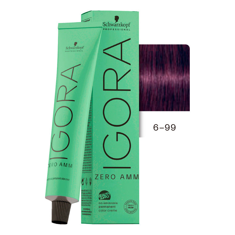 Tinta Igora Schwarzkopf Zero Amm 6-99, Sin Amoníaco