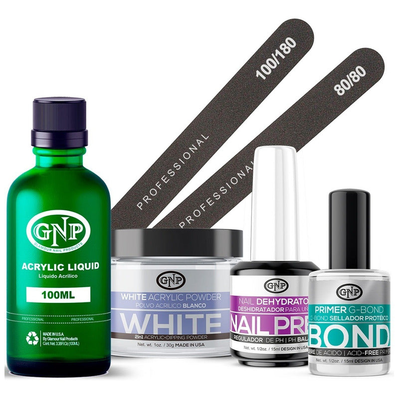 Kit Uñas Acrílicas Gnp Polvo 30gr Y Monomero 100ml, Bond