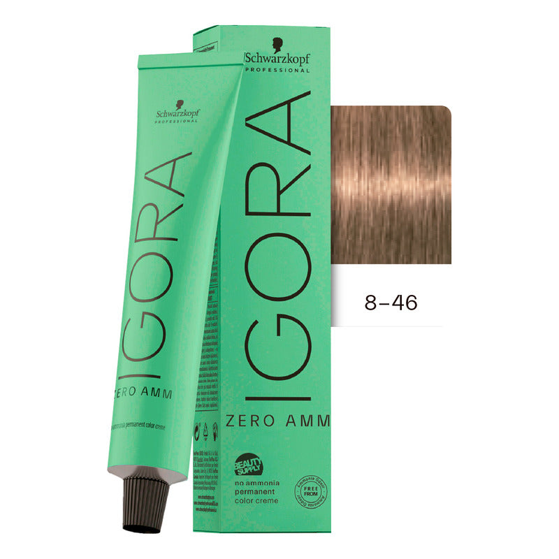 Tinta Igora Schwarzkopf Zero Amm 8-46, Sin Amoníaco