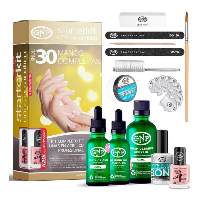 Kit Uñas En Acrilico Gnp Rinde 30 Manos Natural