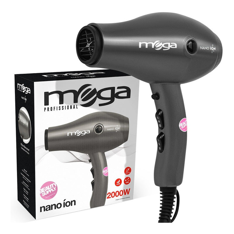 Secador Pelo Profesional Mega Nano Ion 2000w Nuevo Modelo Gris Oscuro