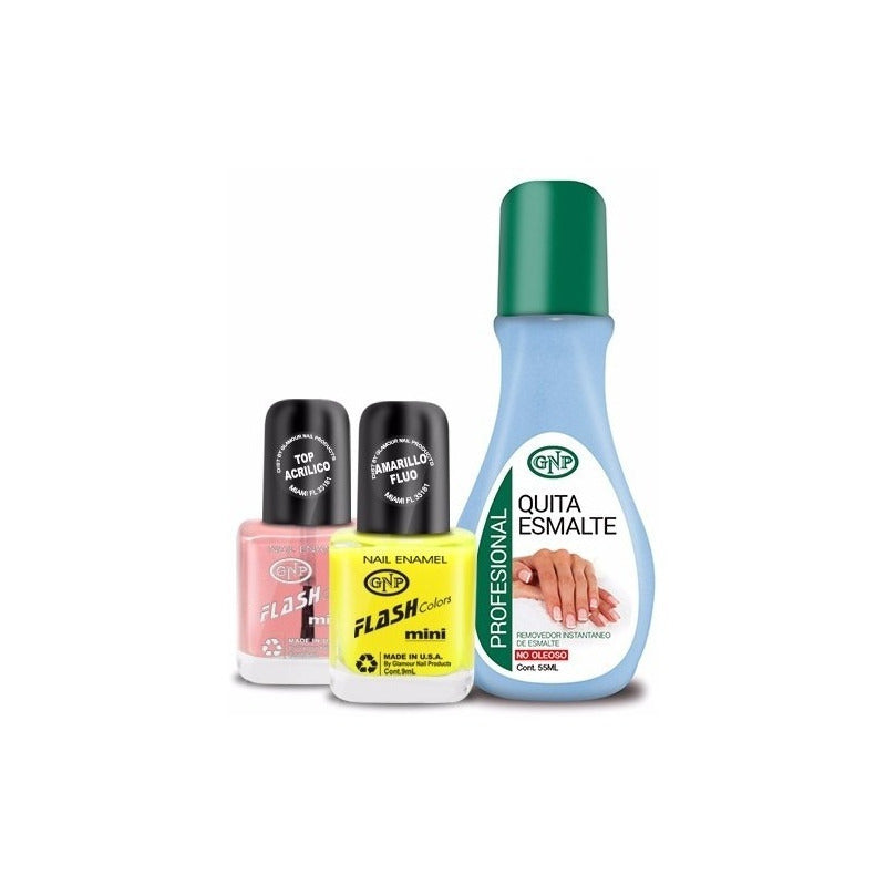 Pack Manos: Esmalte, Top Acrilico Y Quita Esmalte Gnp Nice