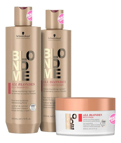 Shampoo Rich, Acondicionador Y Mascara Schwarzkopf Blondme