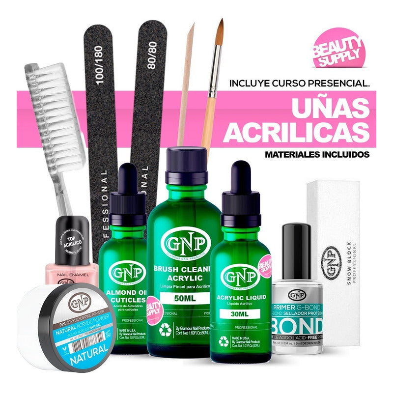 Kit De Materiales + Curso Uñas Esculpidas Acrílico Gnp Nice Transparente