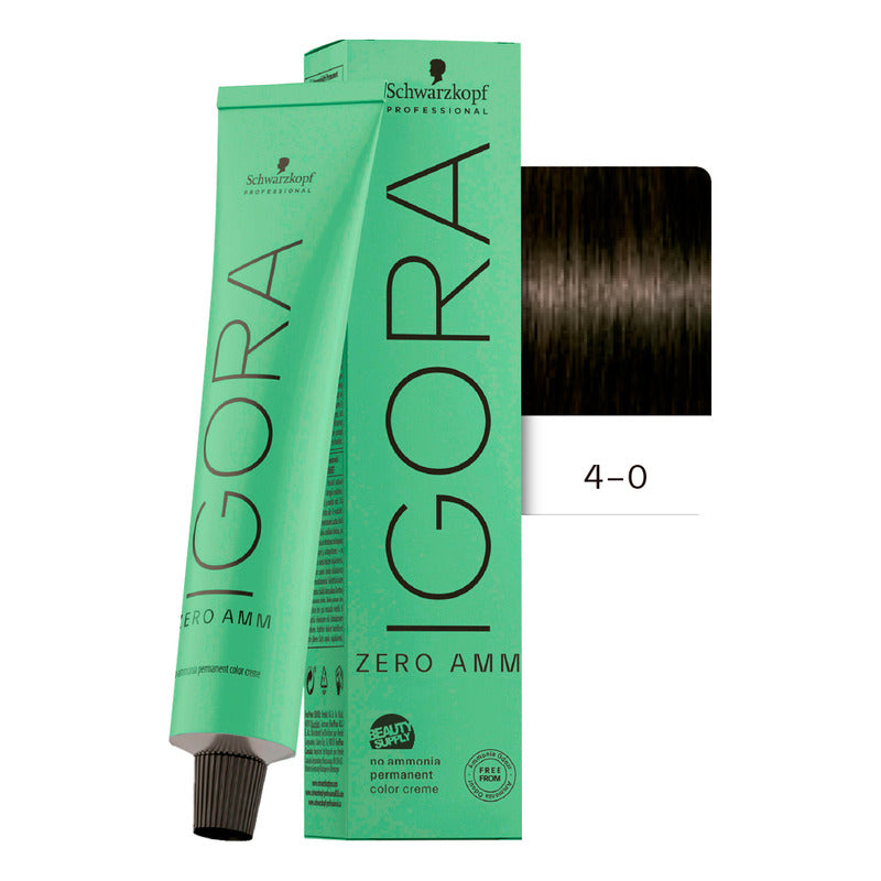 Tinta Igora Schwarzkopf Zero Amm 4-0, Sin Amoníaco