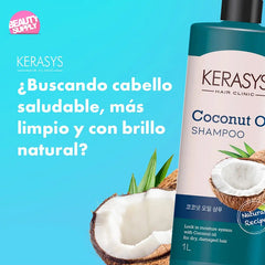 Shampoo Kerasys Con Aceite De Coco 1lt, Brillo Y Suavidad