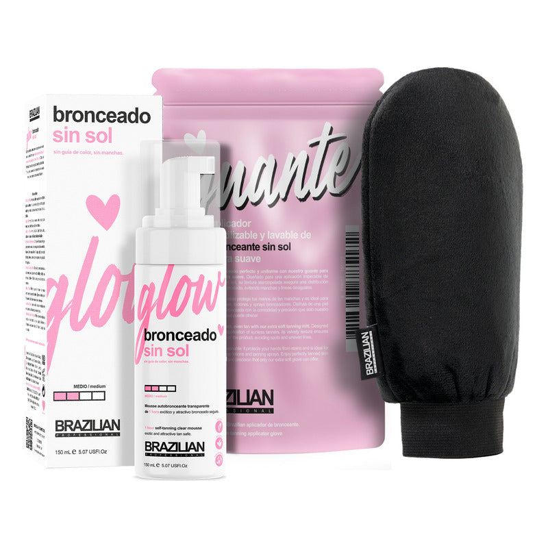 Kit De Autobronceante Brazilian Mousse Glow 150ml + Guante
