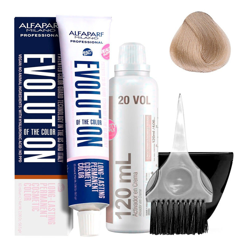 Kit De Tinta Alfaparf Platinum 60ml Bowl, Pincel Y Oxidante