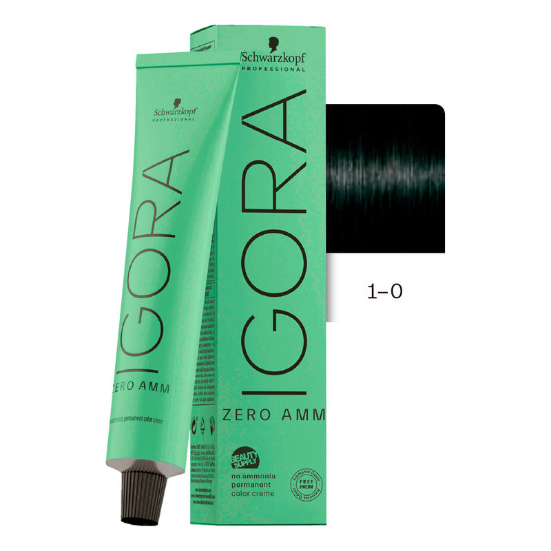 Tinta Igora Schwarzkopf Zero Amm 1-0, Sin Amoníaco