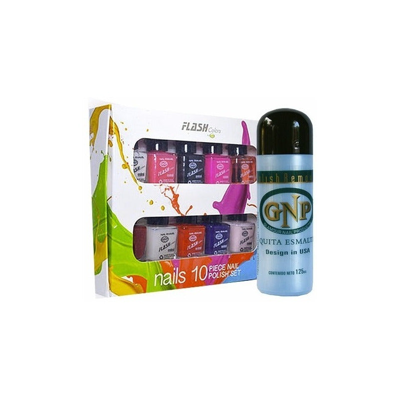 Esmaltes Pack 10 Tonos Mas Quita Esmalte Gnp 125ml Nice