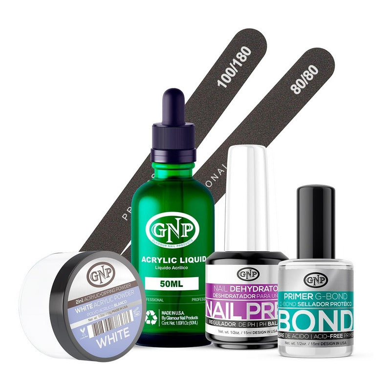 Kit Uñas Acrílicas Gnp Polvo 15gr Y Monomero De 50ml, Bond