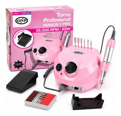 Lámpara Uv Para Uñas Gnp 280w + Torno Gnp 35000 Rpm C/pedal Blanco