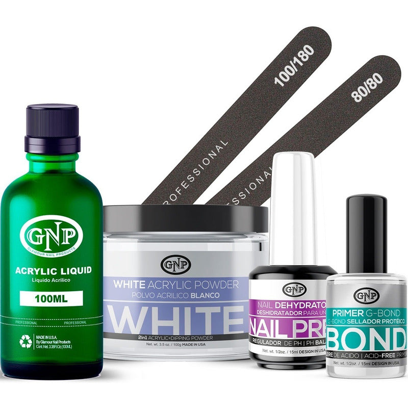 Kit Uñas Acrílicas Gnp Polvo 100gr Y Monomero 100ml, Bond