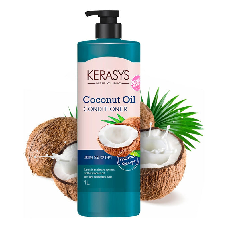 Acondicionador Kerasys Aceite De Coco 1lt, Brillo Y Suavidad