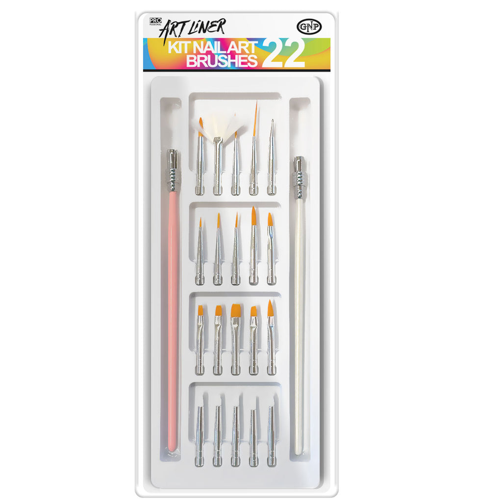 Set De Pinceles De Arte En Uñas Gnp, 22 Piezas Con Liners