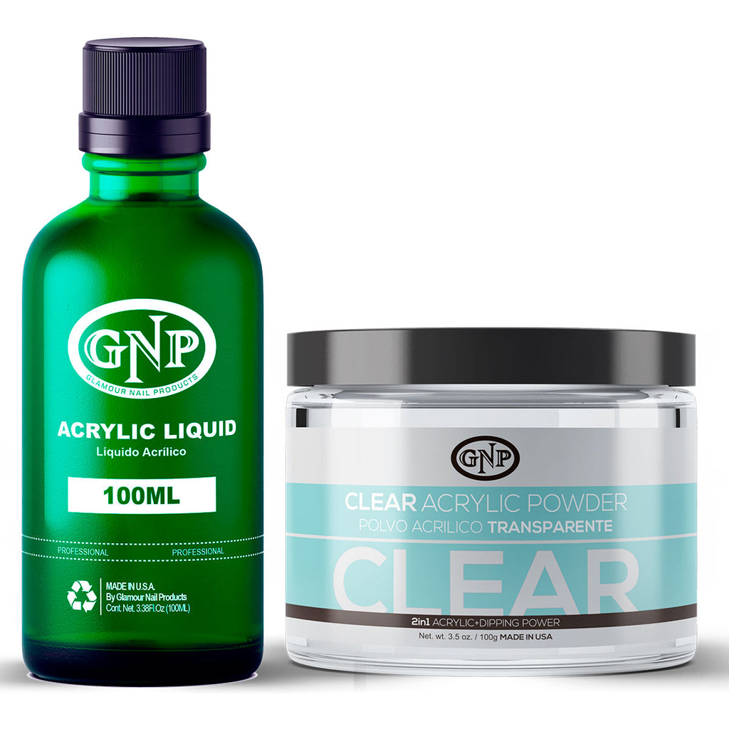Polvo Acrílico GNP Transparente 100Gr. + Monomero GNP 100Ml en Beauty Supply