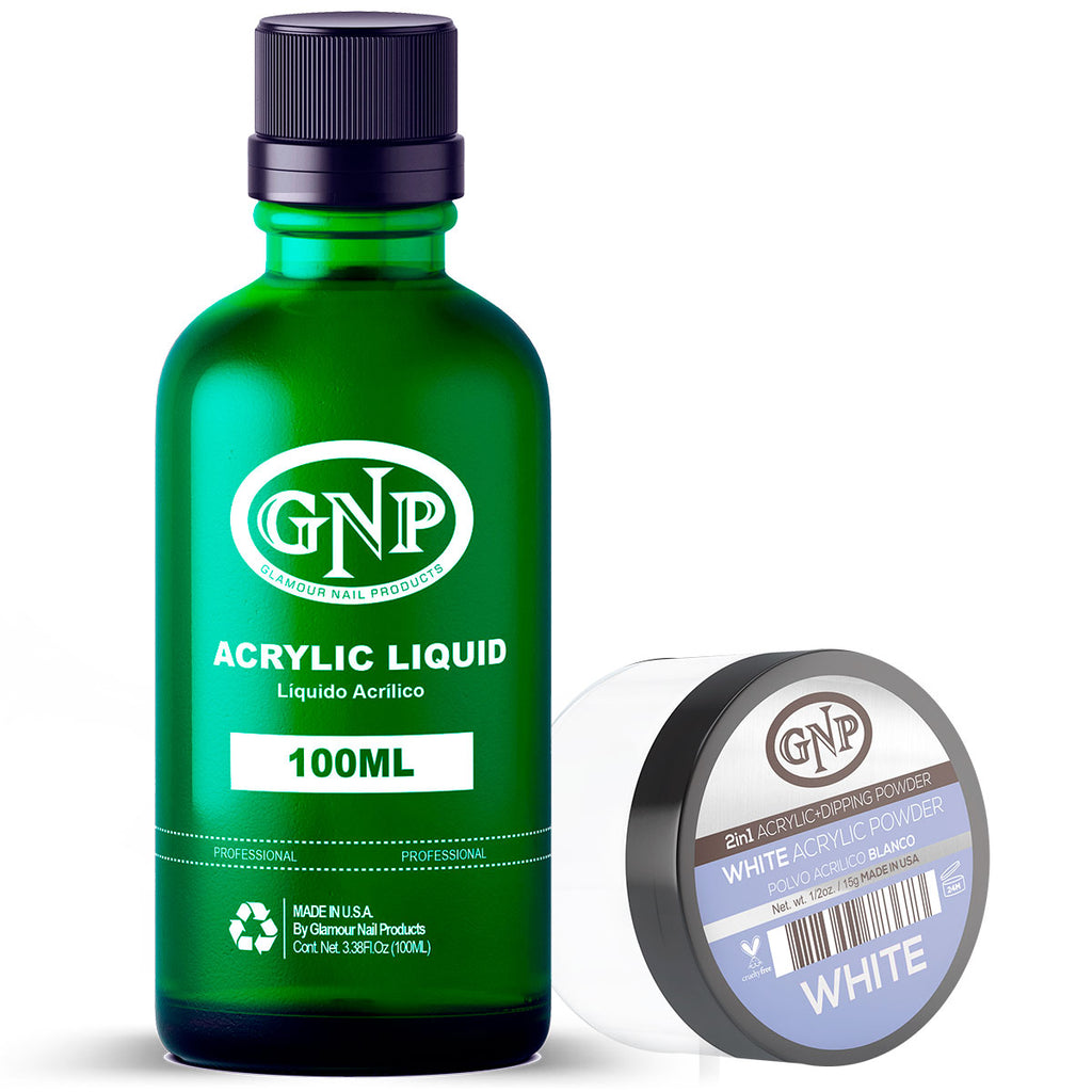 Polvo Acrílico GNP Blanco 15Gr. + Líquido Acrílico GNP 100Ml en Beauty Supply