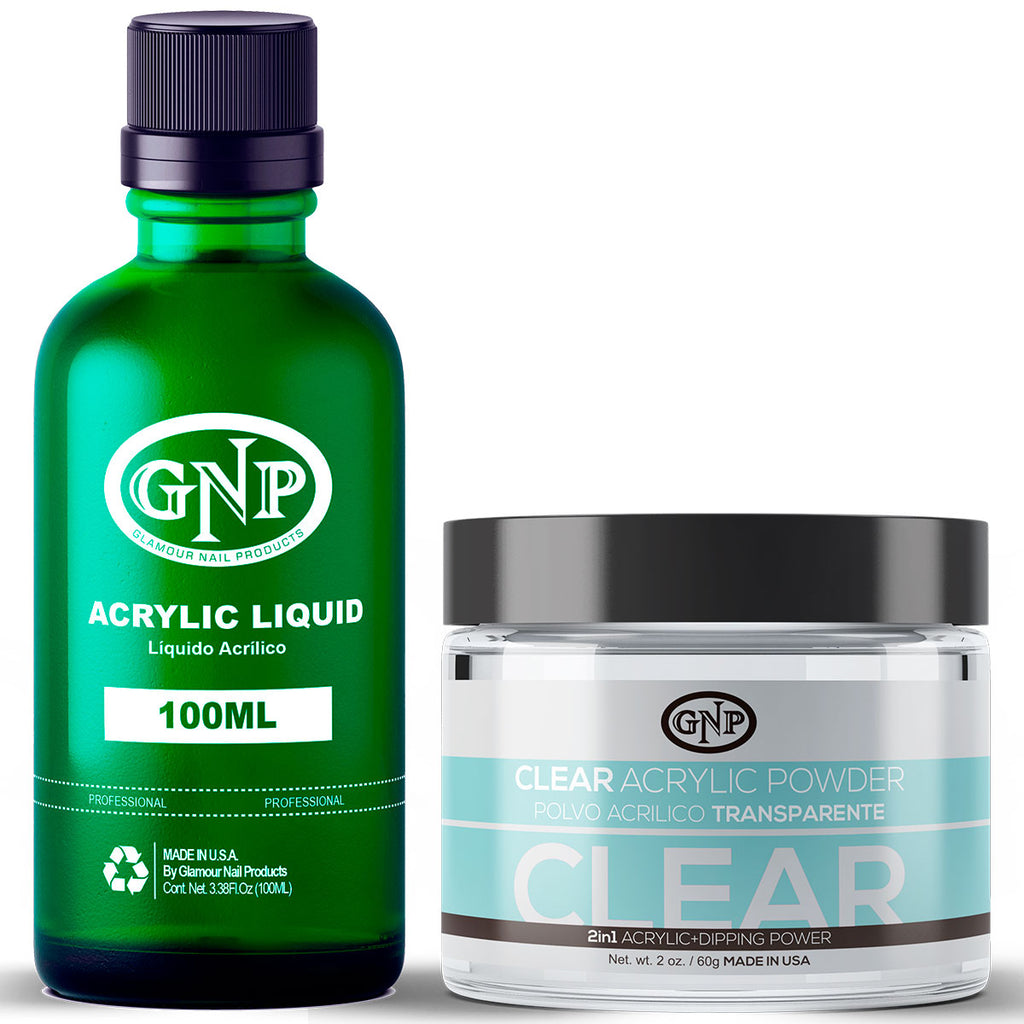 Polvo Acrílico GNP Transparente 60Gr. + Monomero GNP 100Ml en Beauty Supply