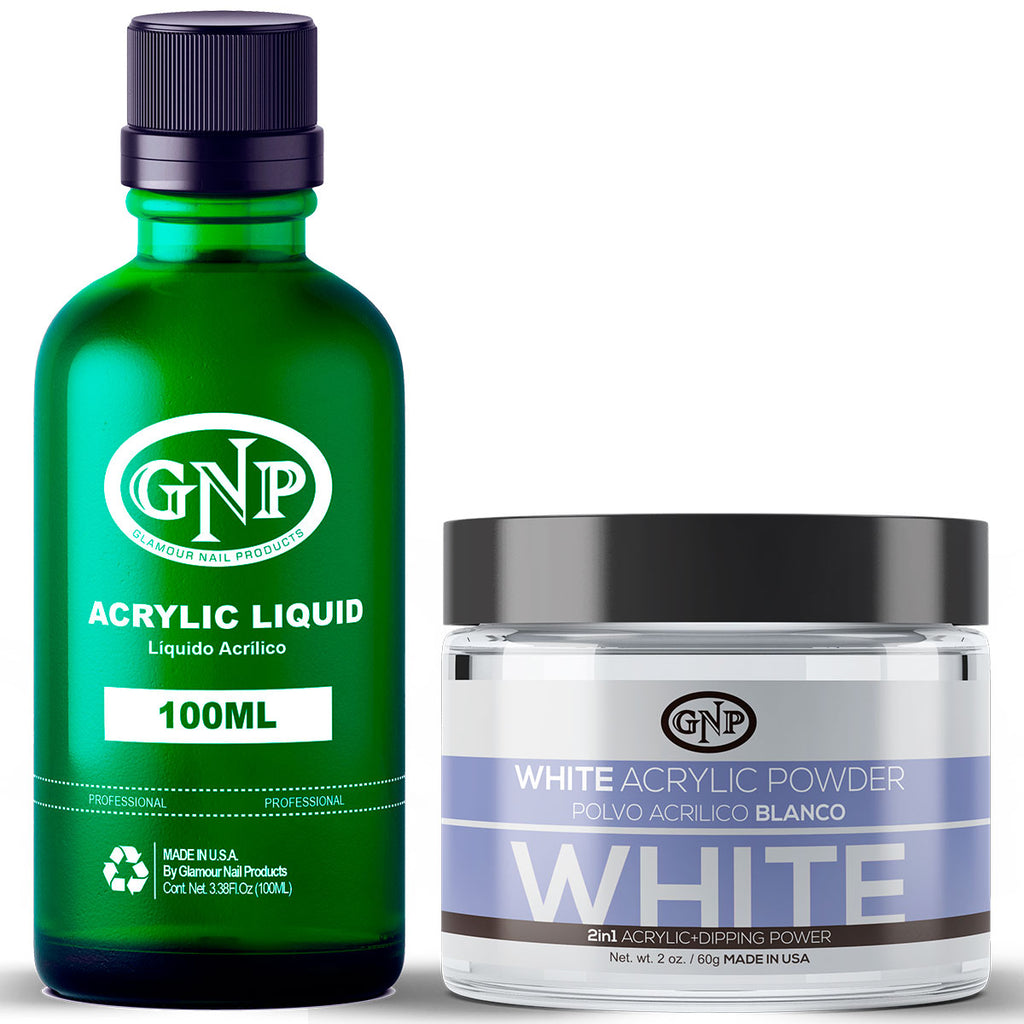 Polvo Acrílico GNP Blanco 60Gr. + Líquido Acrílico GNP 100Ml en Beauty Supply