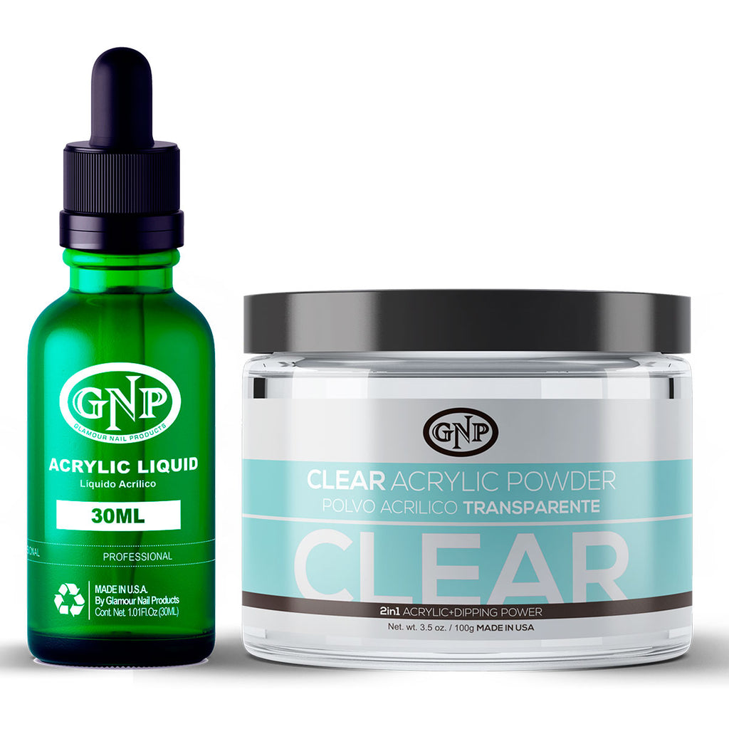 Polvo Acrílico GNP Transparente 100Gr. + Monomero GNP 30Ml en Beauty Supply