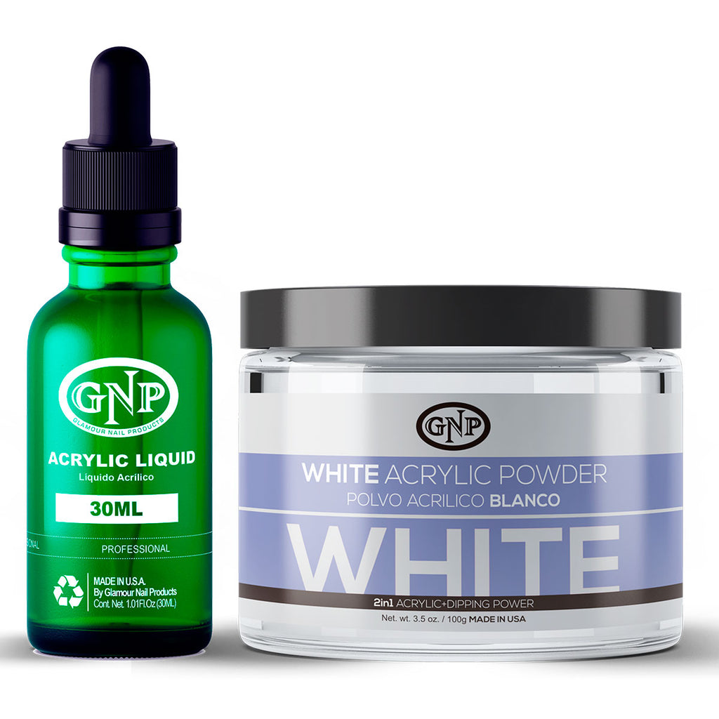 Polvo Acrílico GNP Blanco 100Gr. + Líquido Acrílico GNP 30Ml en Beauty Supply