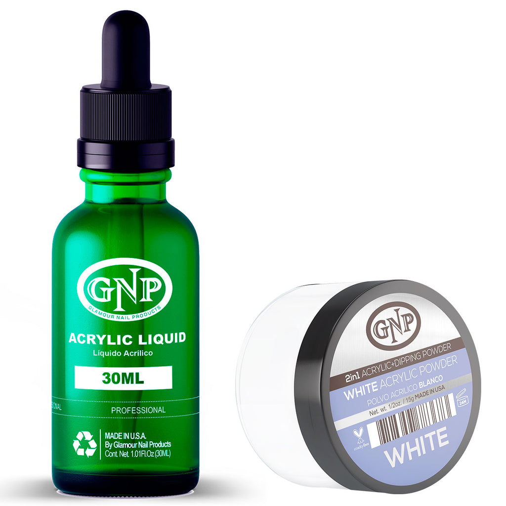 Polvo Acrílico GNP Blanco 15Gr. + Líquido Acrílico GNP 30Ml en Beauty Supply