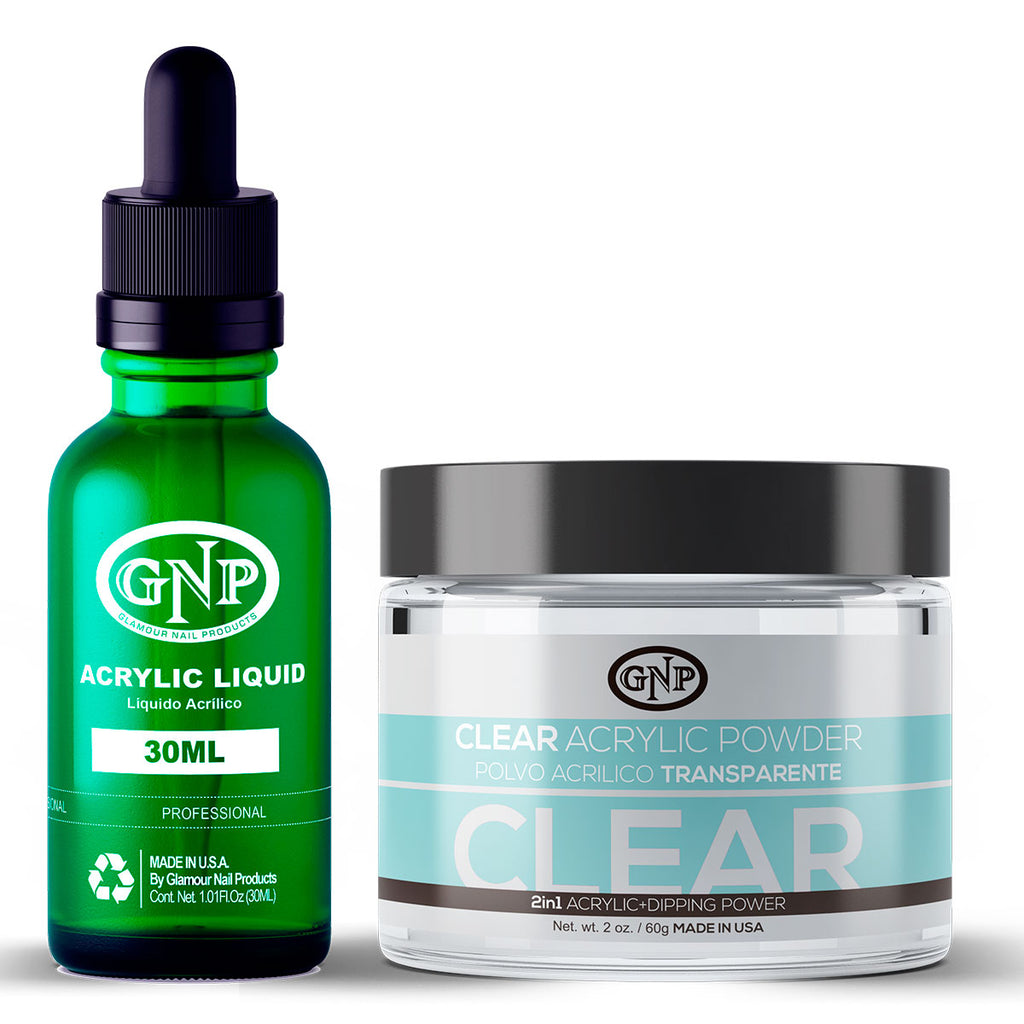 Polvo Acrílico GNP Transparente 60Gr. + Monomero GNP 30Ml en Beauty Supply