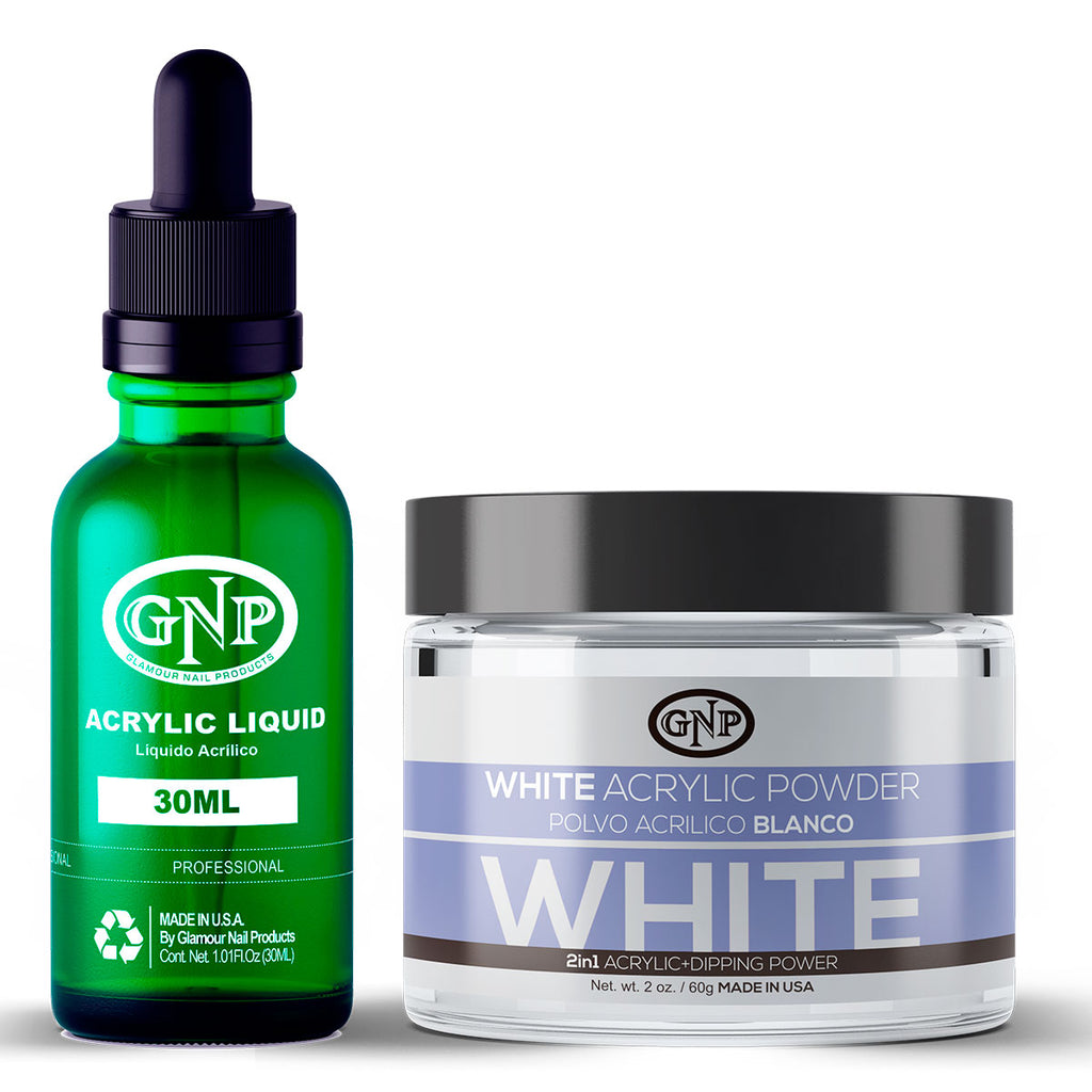 Polvo Acrílico GNP Blanco 60Gr. + Líquido Acrílico GNP 30Ml en Beauty Supply