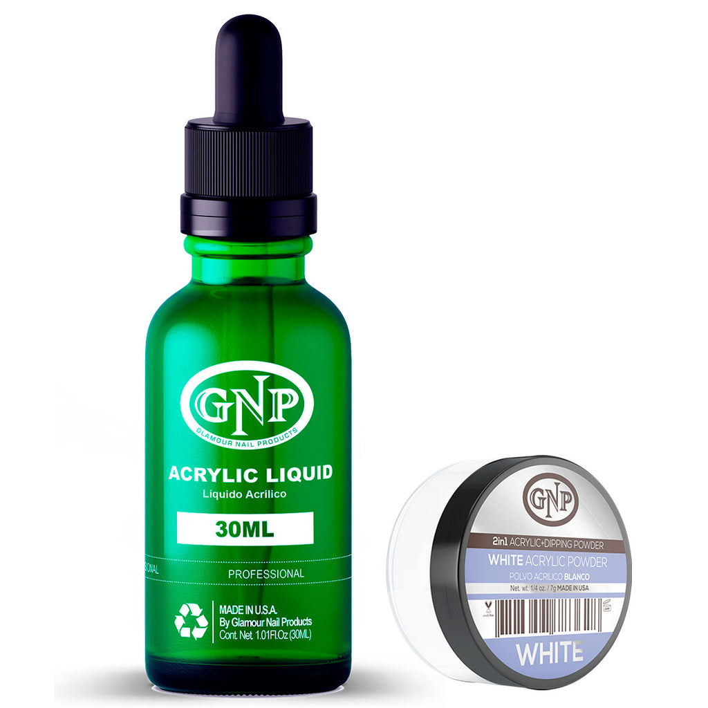 Polvo Acrílico GNP Blanco 7Gr. + Líquido Acrílico GNP 30Ml en Beauty Supply