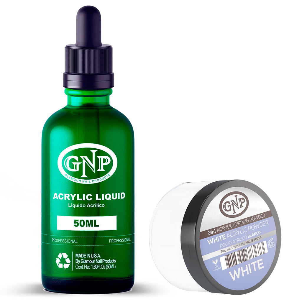 Polvo Acrílico GNP Blanco 15Gr. + Líquido Acrílico GNP 50Ml en Beauty Supply