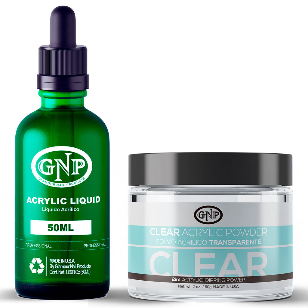 Polvo Acrílico GNP Transparente 60Gr. + Monomero GNP 50Ml en Beauty Supply