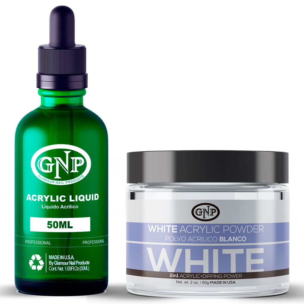 Polvo Acrílico GNP Blanco 60Gr. + Líquido Acrílico GNP 50Ml en Beauty Supply
