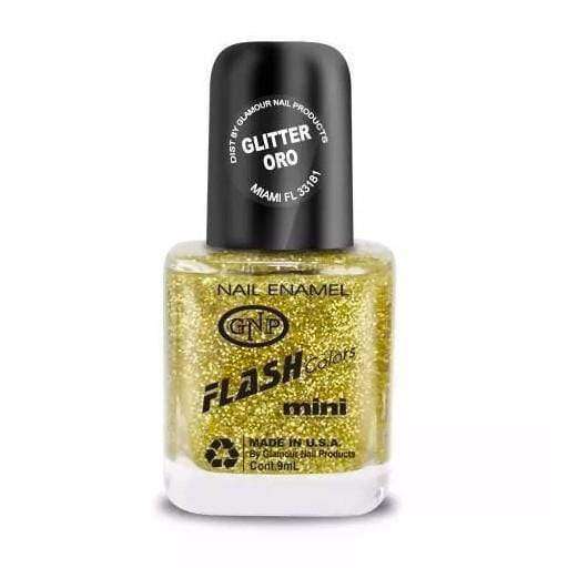 Esmalte FLASH Colors de GNP 9ML Glitter Dorado en Beauty Supply