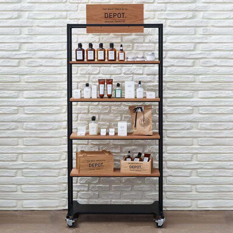 Exhibidor para Salon Depot hierro y madera con cartel (no contiene productos) en Beauty Supply