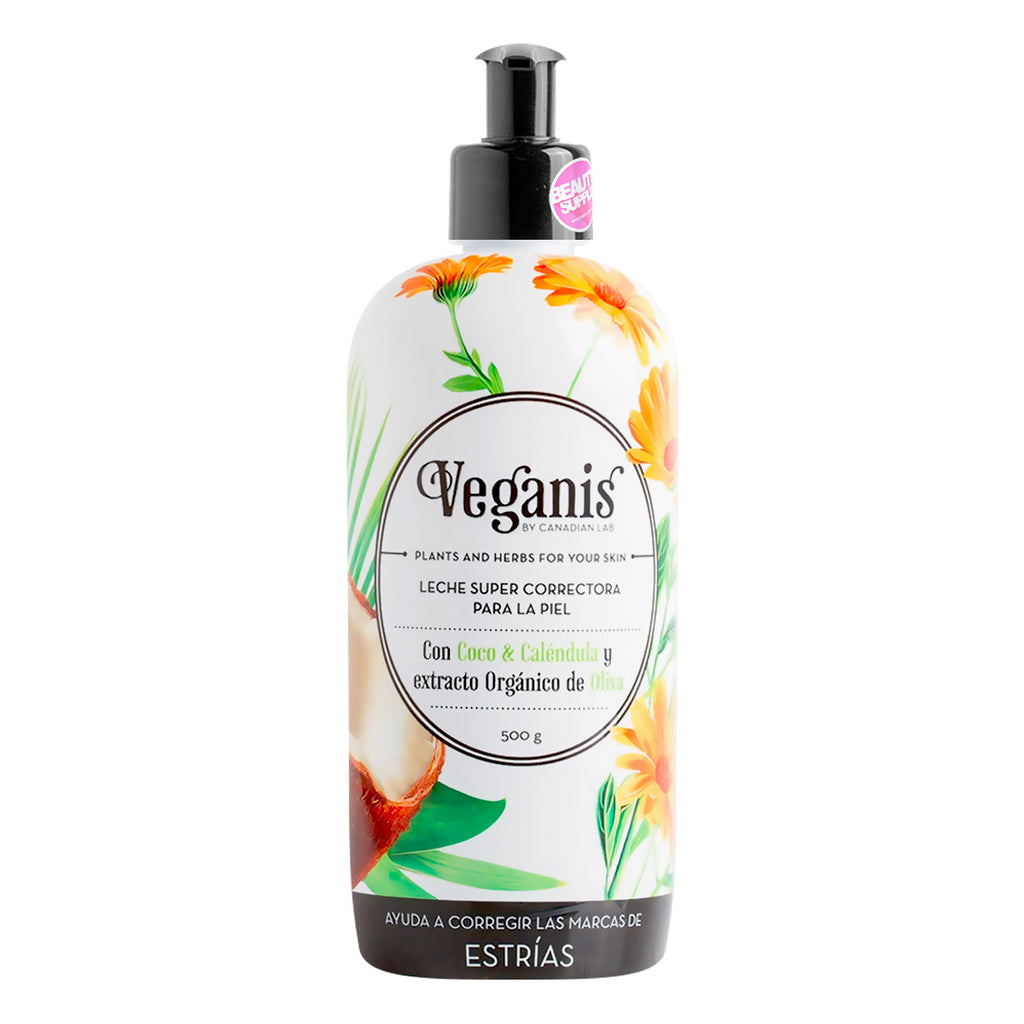 LECHE VEGANA SUPER CORRECTORA COCO Y CALENDULA VEGANIS 500G en Beauty Supply