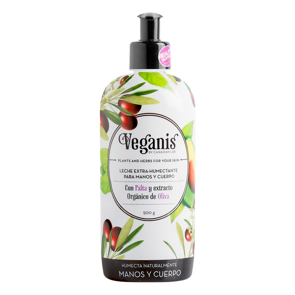 LECHE VEGANA EXTRA HUMECTANTE PALTA Y OLIVA VEGANIS 500G en Beauty Supply